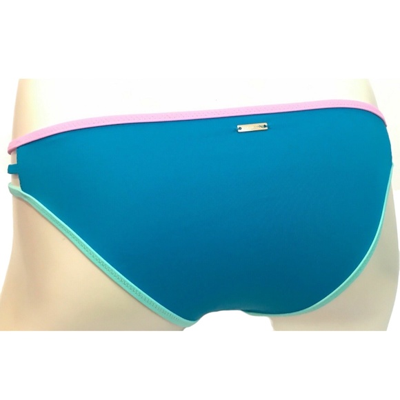 Victoria's Secret Deep Turquoise w/ Contrast The Strappy Cheeky Swim Bottom S - Picture 1 of 2